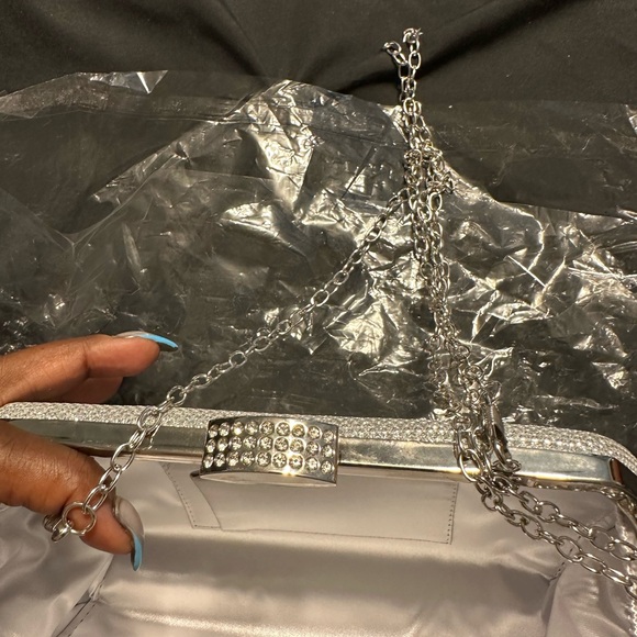 Silver Pleated Clutch Bags - Picture 4 of 4